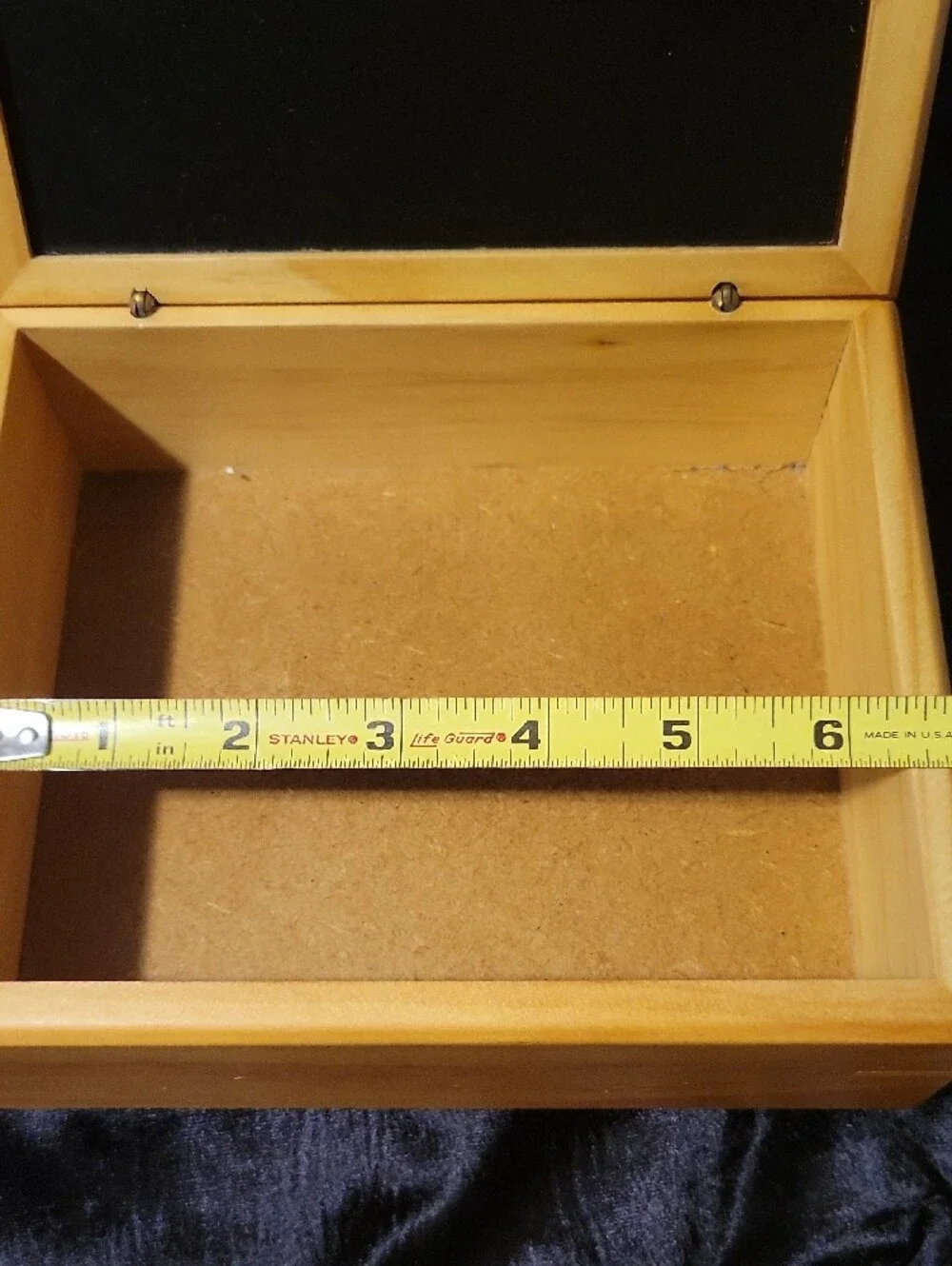 Natural Wood Jewelry Box with Glass Interior Lid for a Photo Insert
